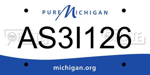 AS3I126 Michigan License Plate
