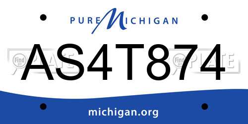 AS4T874 Michigan License Plate