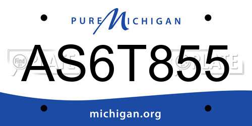 AS6T855 Michigan License Plate