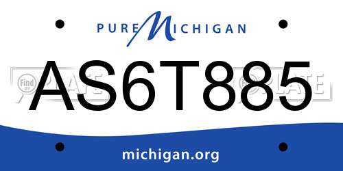 AS6T885 Michigan License Plate