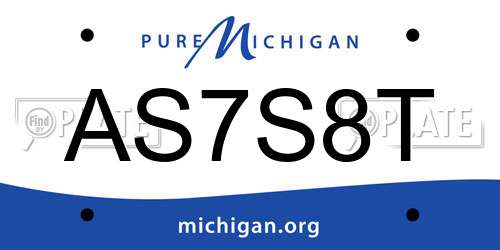 AS7S8T Michigan License Plate