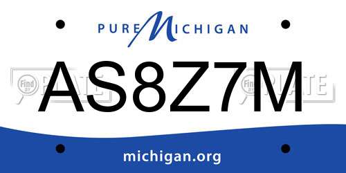 AS8Z7M Michigan License Plate