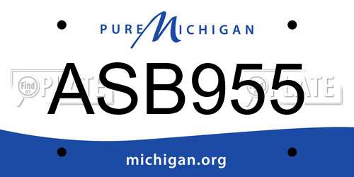 ASB955 Michigan License Plate
