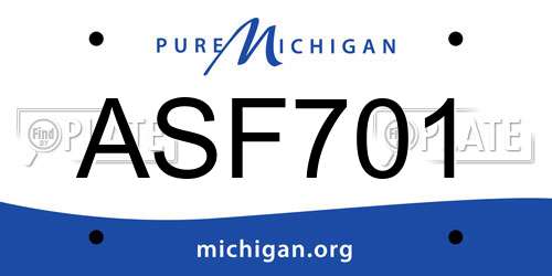 ASF701 Michigan License Plate