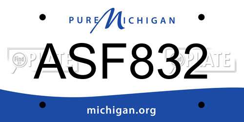 ASF832 Michigan License Plate