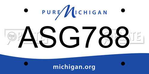 ASG788 Michigan License Plate