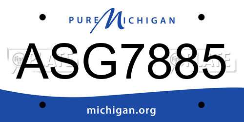 ASG7885 Michigan License Plate