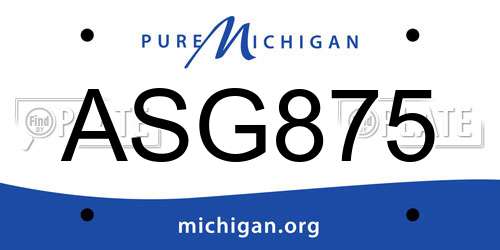 ASG875 Michigan License Plate