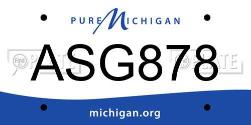 ASG878 Michigan License Plate
