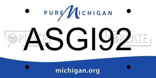 ASGI92 Michigan License Plate
