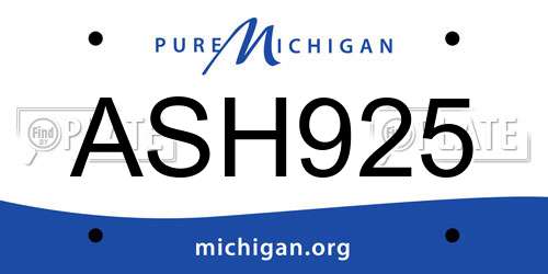 ASH925 Michigan License Plate