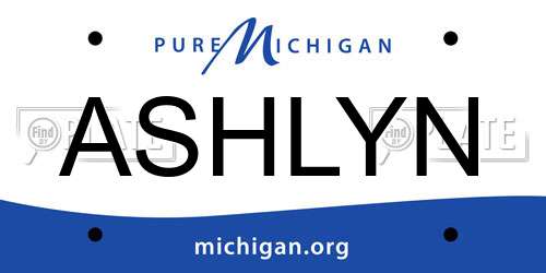 ASHLYN Michigan License Plate
