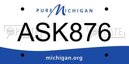 ASK876 Michigan License Plate