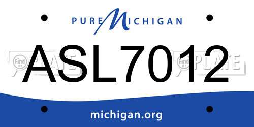 ASL7012 Michigan License Plate