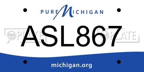 ASL867 Michigan License Plate
