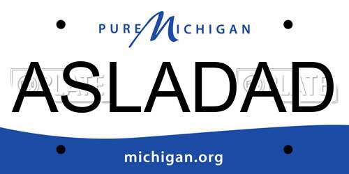 ASLADAD Michigan License Plate