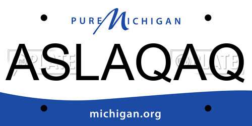 ASLAQAQ Michigan License Plate
