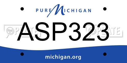 ASP323 Michigan License Plate
