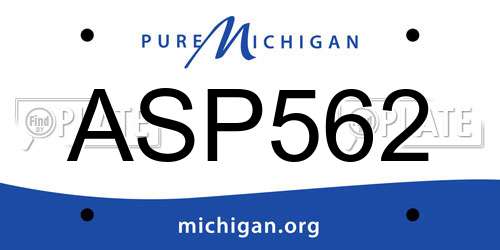 ASP562 Michigan License Plate