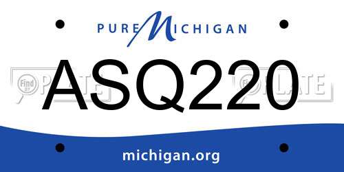 ASQ220 Michigan License Plate
