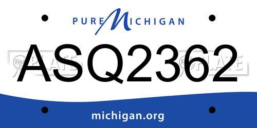 ASQ2362 Michigan License Plate