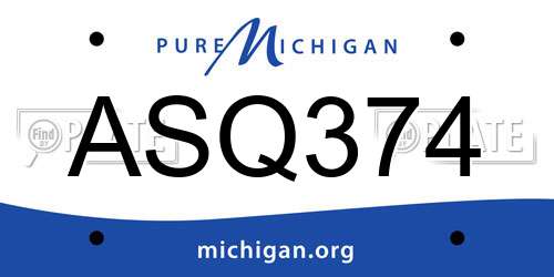 ASQ374 Michigan License Plate