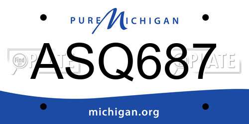 ASQ687 Michigan License Plate