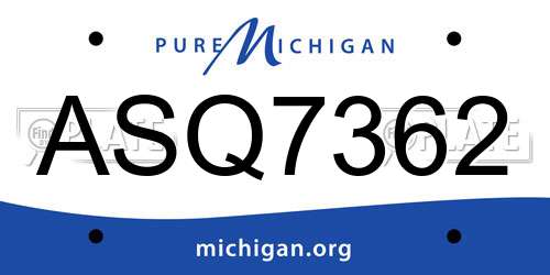 ASQ7362 Michigan License Plate