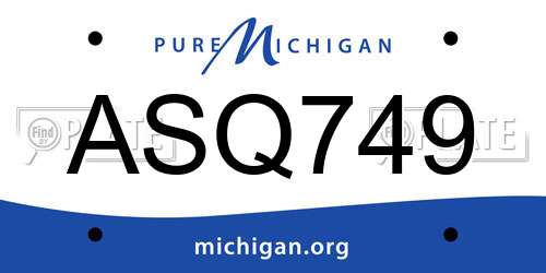 ASQ749 Michigan License Plate