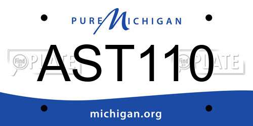 AST110 Michigan License Plate