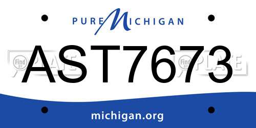 AST7673 Michigan License Plate