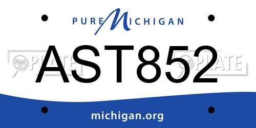 AST852 Michigan License Plate