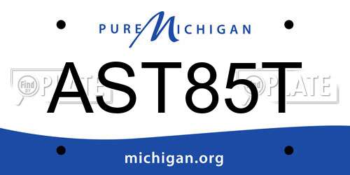 AST85T Michigan License Plate