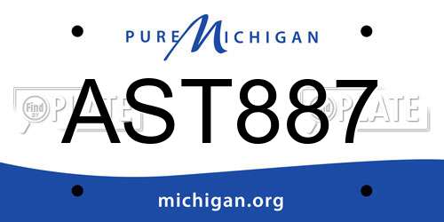 AST887 Michigan License Plate