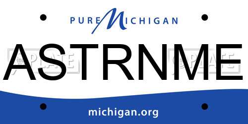 ASTRNME Michigan License Plate