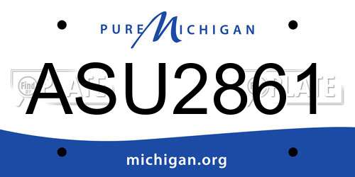 ASU2861 Michigan License Plate