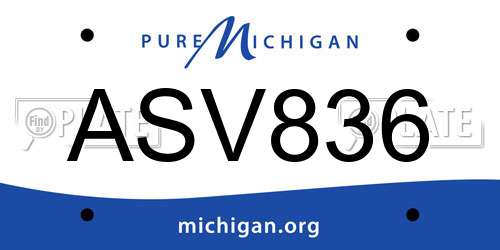 ASV836 Michigan License Plate
