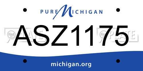ASZ1175 Michigan License Plate
