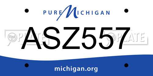 ASZ557 Michigan License Plate