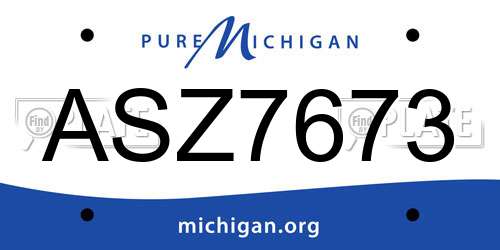 ASZ7673 Michigan License Plate