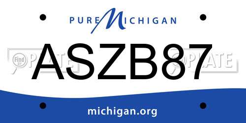 ASZB87 Michigan License Plate