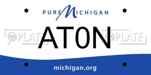 AT0N Michigan License Plate