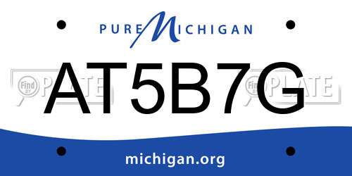 AT5B7G Michigan License Plate
