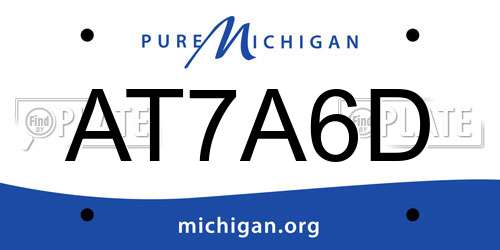 AT7A6D Michigan License Plate