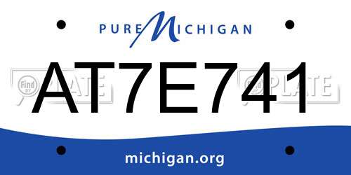 AT7E741 Michigan License Plate