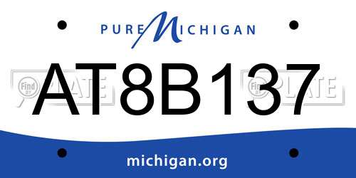 AT8B137 Michigan License Plate