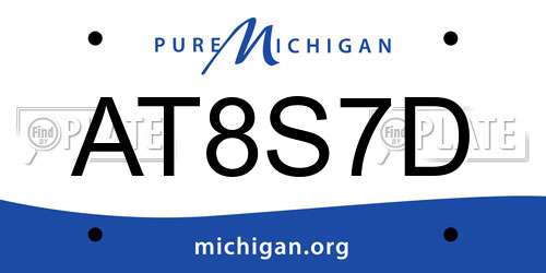 AT8S7D Michigan License Plate
