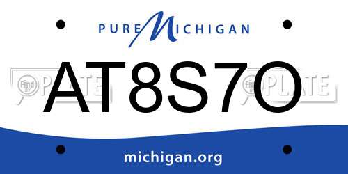 AT8S7O Michigan License Plate