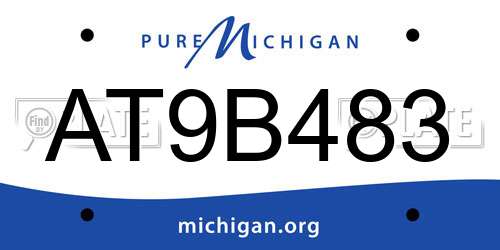 AT9B483 Michigan License Plate