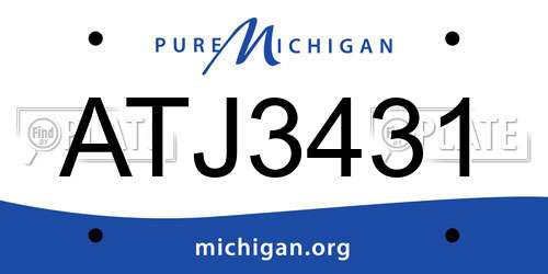 ATJ3431 Michigan License Plate